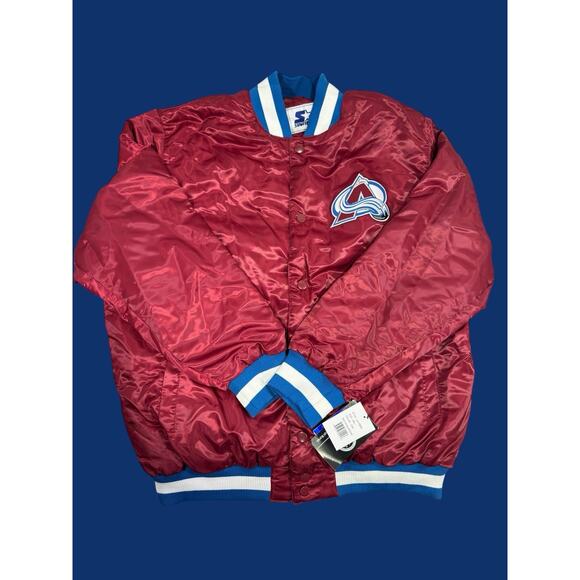 NWT New NHL Colorado Avalanche Burgundy Starter Satin Bomber Jacket Men’s XXL - Picture 1 of 7